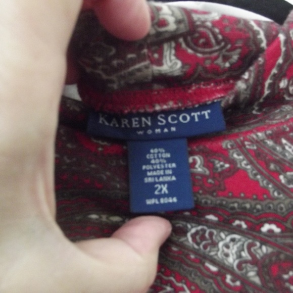 Karen Scott Women's Long Sleeve Tee Paisley - Picture 2 of 4